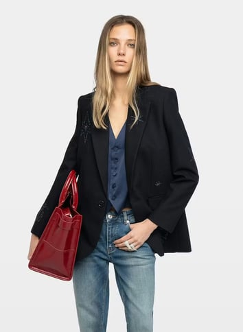 Veste col tailleur brodée ZADIG&VOLTAIRE Bleu